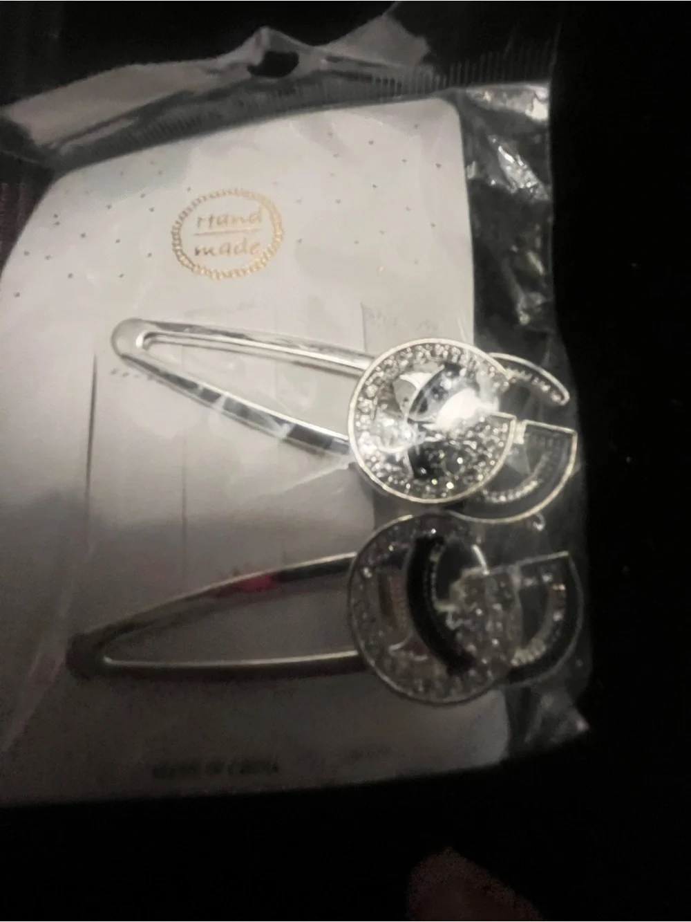 Silver Crystal Double 'G Hair Clips - Women's Accessories